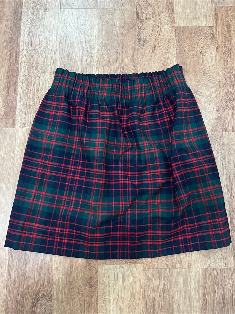 J. Crew Red and Green Plaid Elastic Waist Mini Skirt